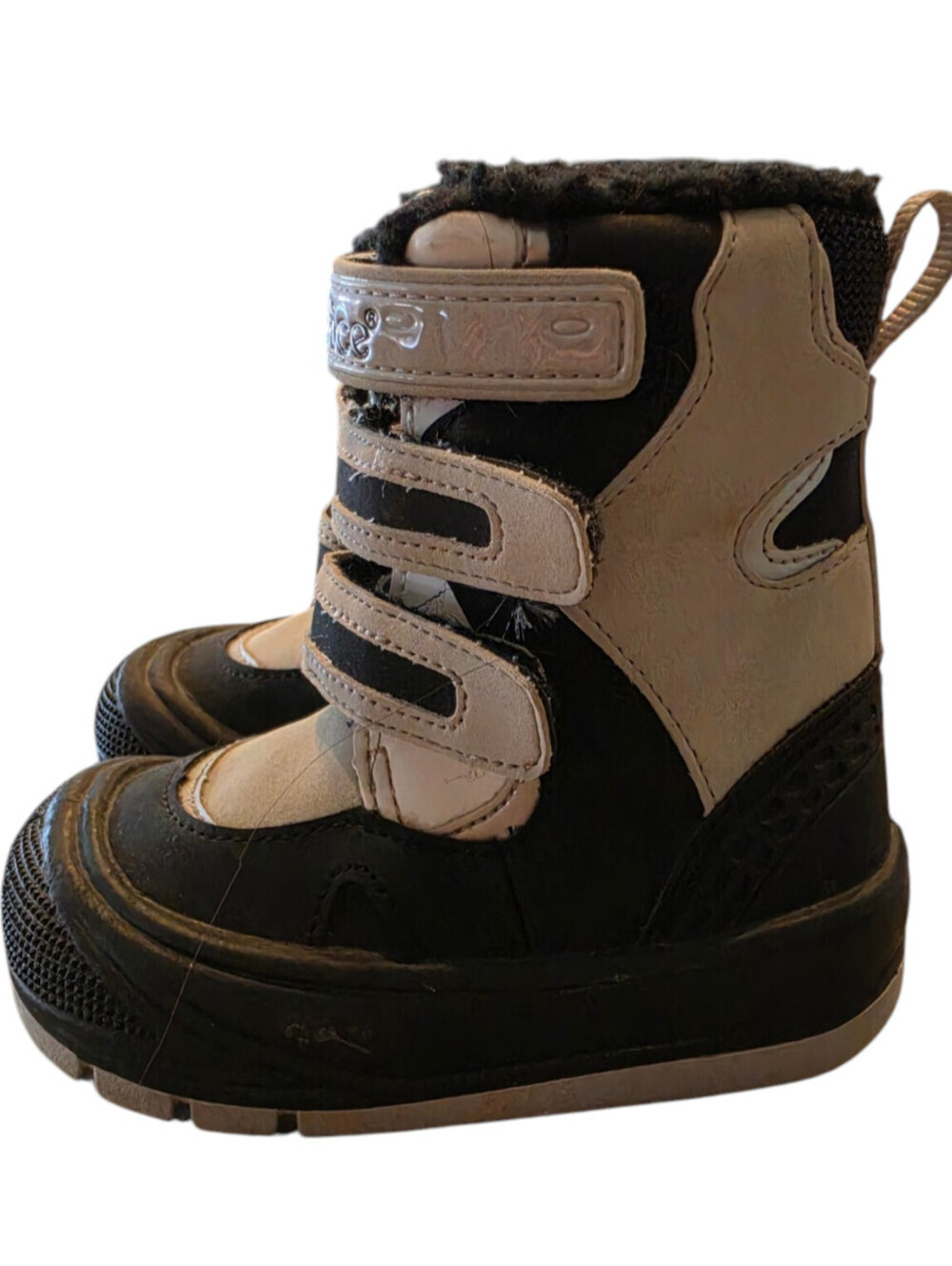 Vintage 1990s Fisher Price Toddler Boys Sz 6 Winter Snow Boots Black Gray Fuzzy